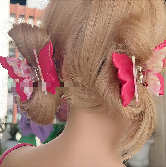 Pince à cheveux à pince à chignon papillon colorée