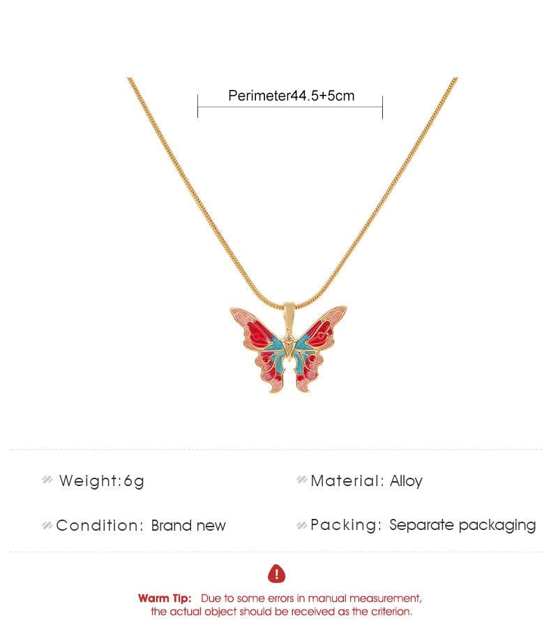 Collier papillon en émail coloré chic