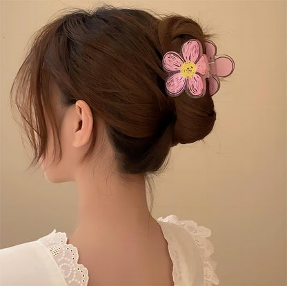 Colorful Hand-drawn Painting Flower Hair Claw Clip