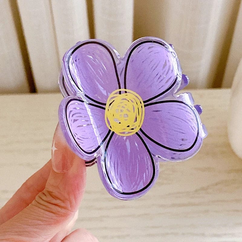 Colorful Hand-drawn Painting Flower Hair Claw Clip