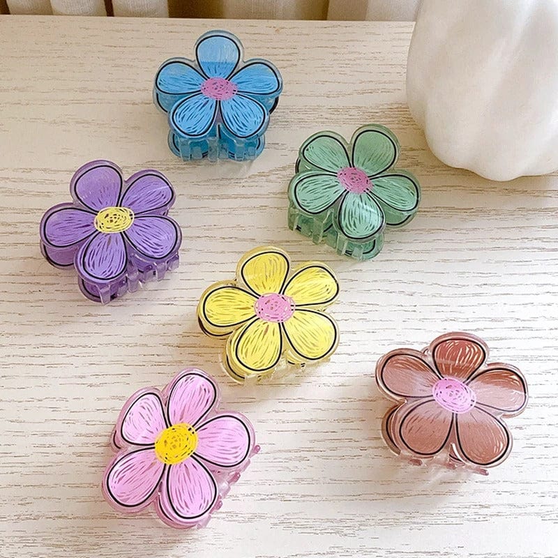 Colorful Hand-drawn Painting Flower Hair Claw Clip