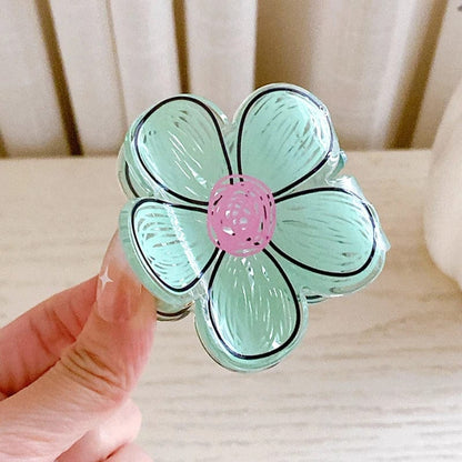 Colorful Hand-drawn Painting Flower Hair Claw Clip