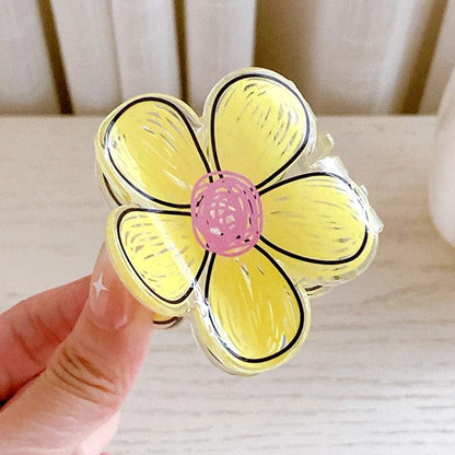 Colorful Hand-drawn Painting Flower Hair Claw Clip