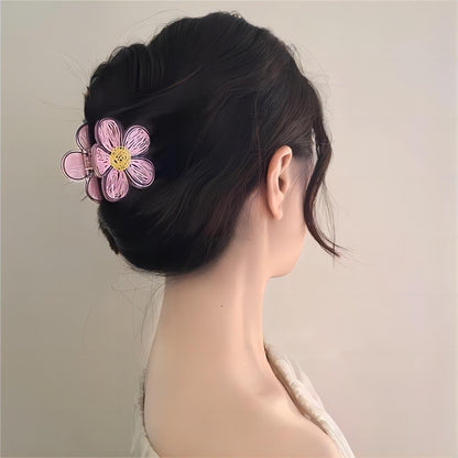 Colorful Hand-drawn Painting Flower Hair Claw Clip