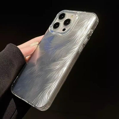 Coque iPhone à motif de plumes laser colorées