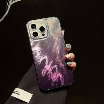 Coque iPhone à motif de plumes laser colorées