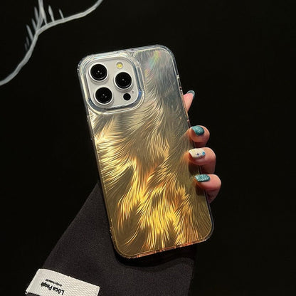 Coque iPhone à motif de plumes laser colorées