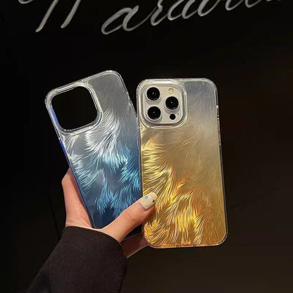 Coque iPhone à motif de plumes laser colorées