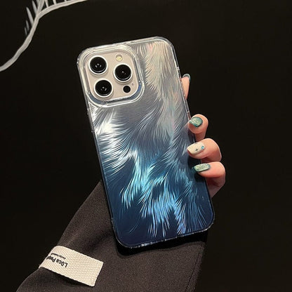 Coque iPhone à motif de plumes laser colorées