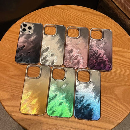 Coque iPhone à motif de plumes laser colorées