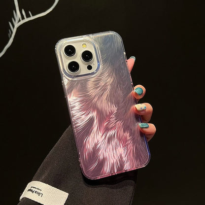 Coque iPhone à motif de plumes laser colorées