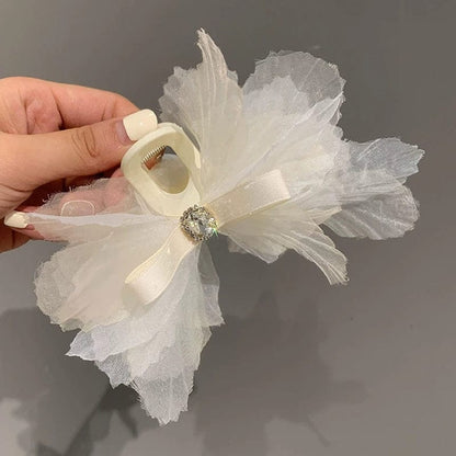 Sweet Crystal Bowknot Lace Hair Clip