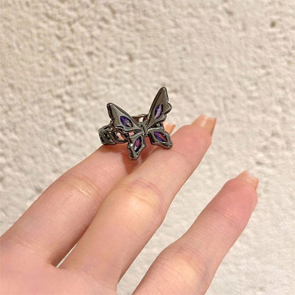 Y2K Black Butterfly Ring