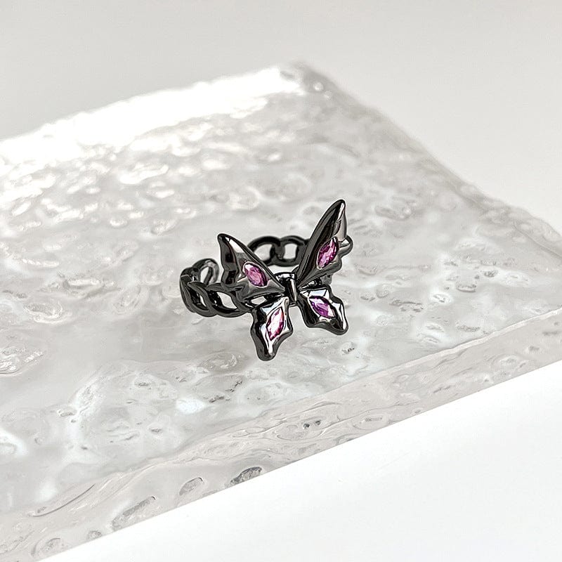 Y2K Black Butterfly Ring