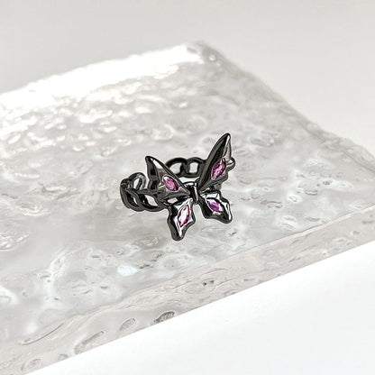 Y2K Black Butterfly Ring