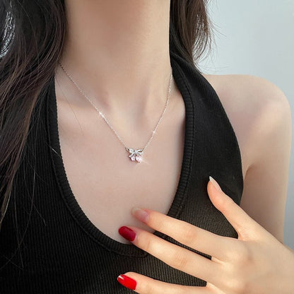 Trendy Bowknot Cherry Pendant Necklace