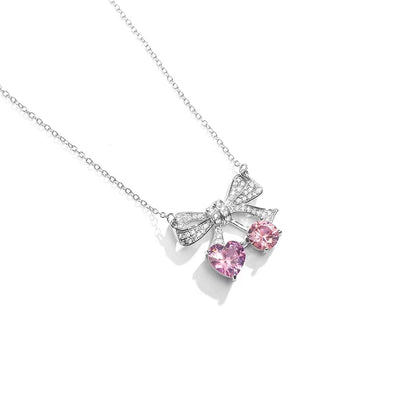 Trendy Bowknot Cherry Pendant Necklace