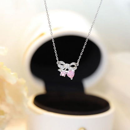 Trendy Bowknot Cherry Pendant Necklace