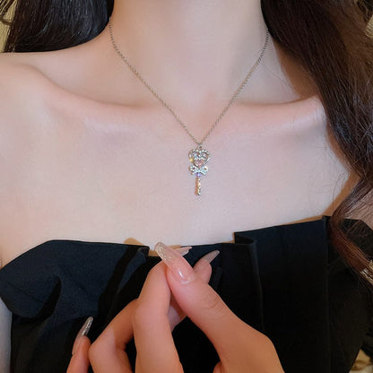 Trendy Bowknot Heart Magic Wand Necklace