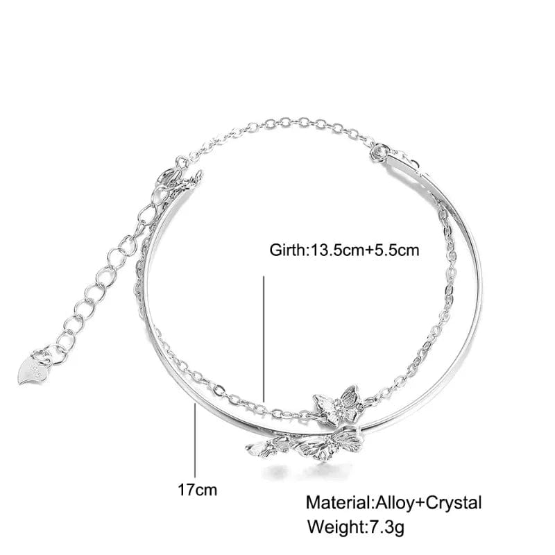 Butterfly Charm Cable Chain Bangle Bracelet