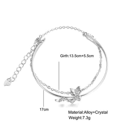 Butterfly Charm Cable Chain Bangle Bracelet