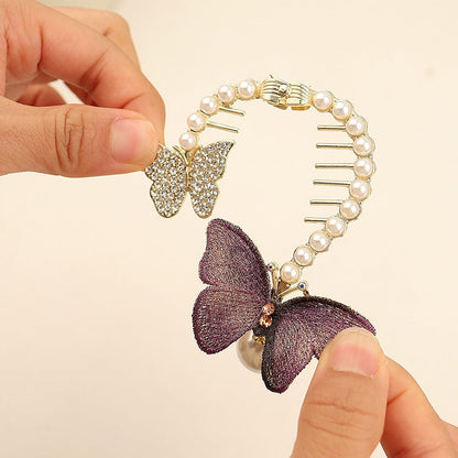 Butterfly Pearl Chignon Hair Claw Clip