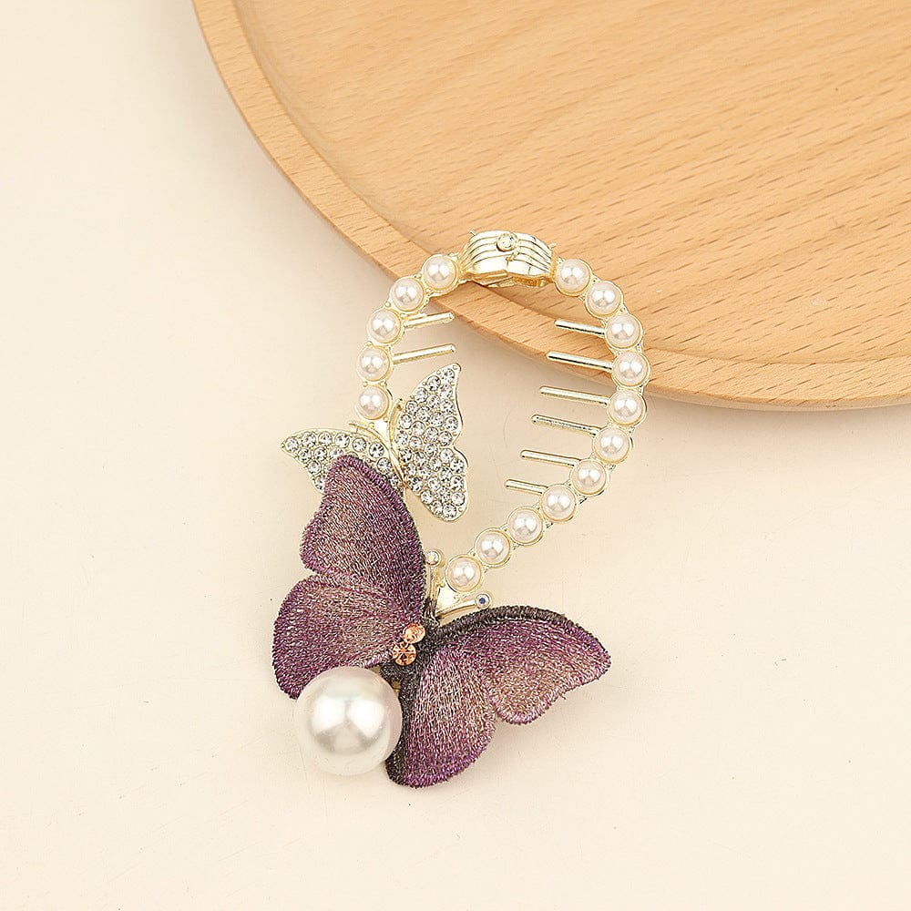 Butterfly Pearl Chignon Hair Claw Clip