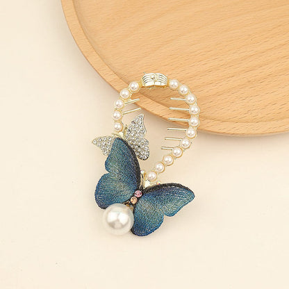 Butterfly Pearl Chignon Hair Claw Clip