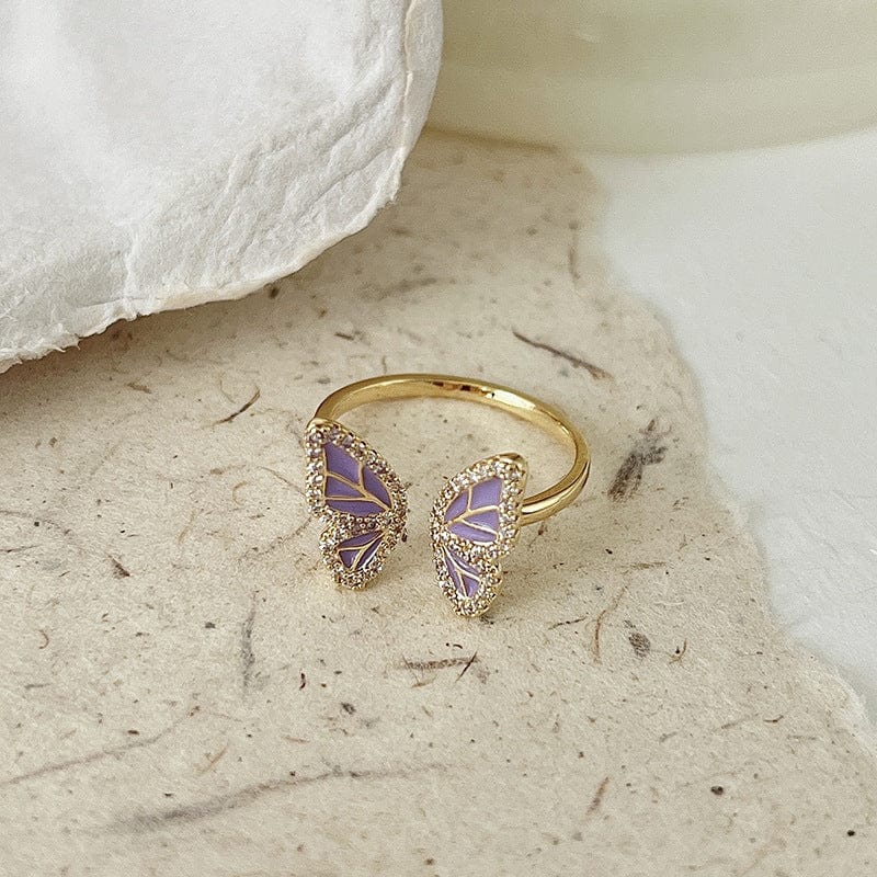 Bague ouverte chic en forme de fritillaire papillon