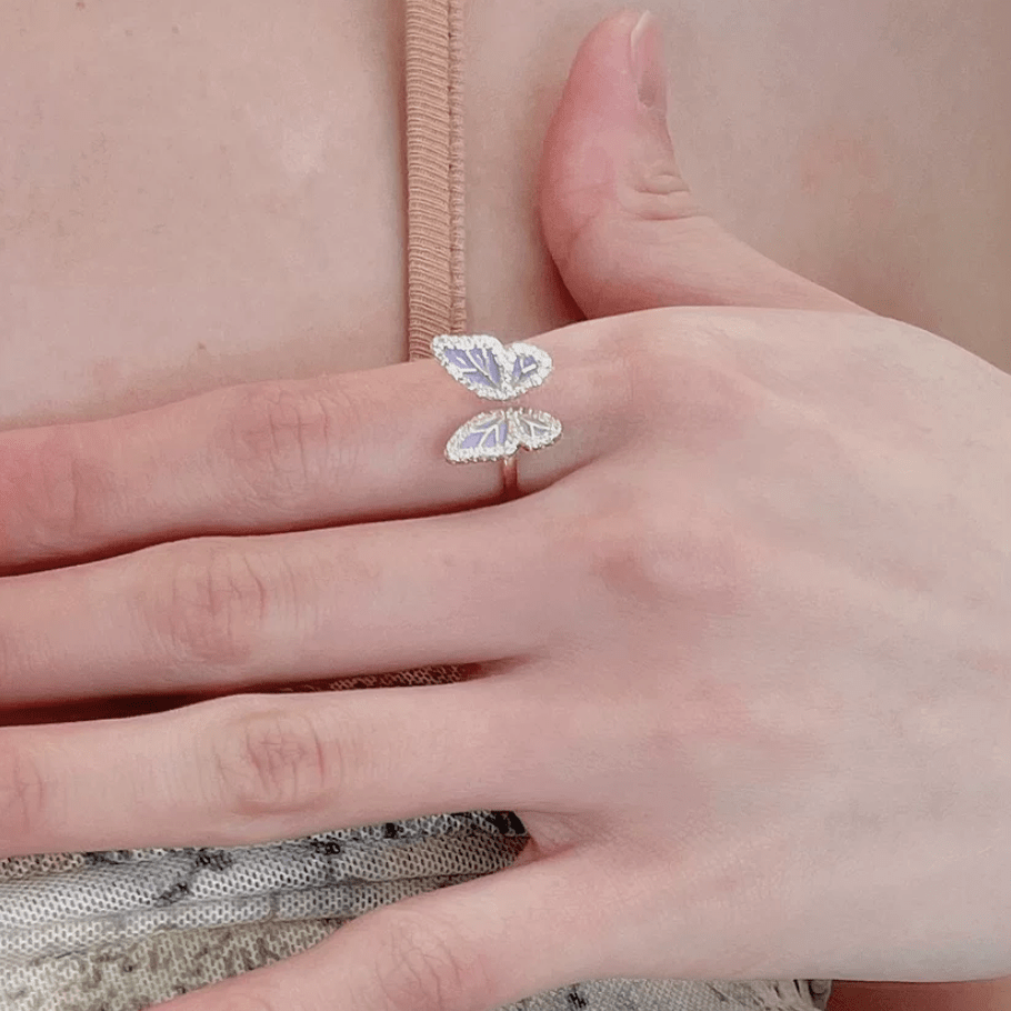 Bague ouverte chic en forme de fritillaire papillon