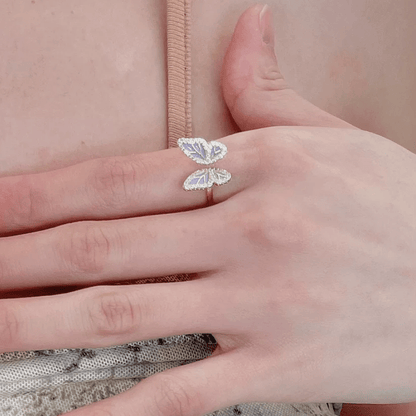 Bague ouverte chic en forme de fritillaire papillon