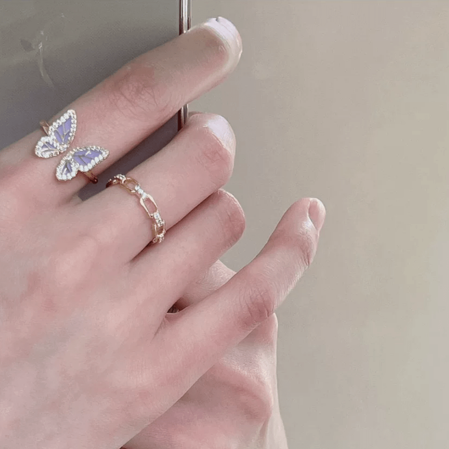 Bague ouverte chic en forme de fritillaire papillon