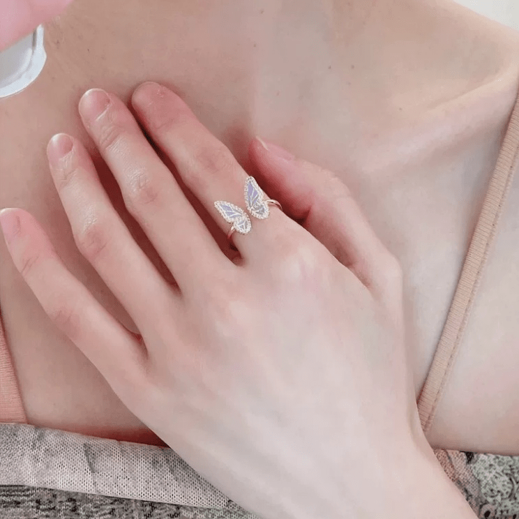 Bague ouverte chic en forme de fritillaire papillon