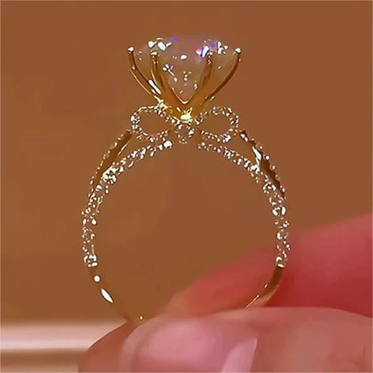 Chic Hollow Bowknot Crystal Ring SK656