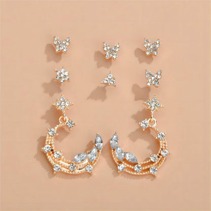 Beauty Moon Phase Star Dangle Stud Earrings Set