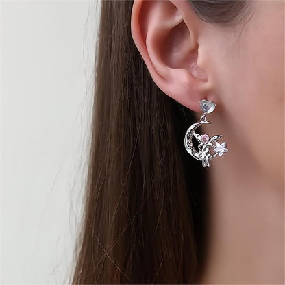 Trendy Moon Star Angel Dangle Earrings