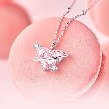 Trendy Pink Celestial Heart Necklace