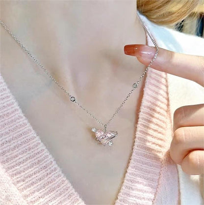 Trendy Pink Celestial Heart Necklace