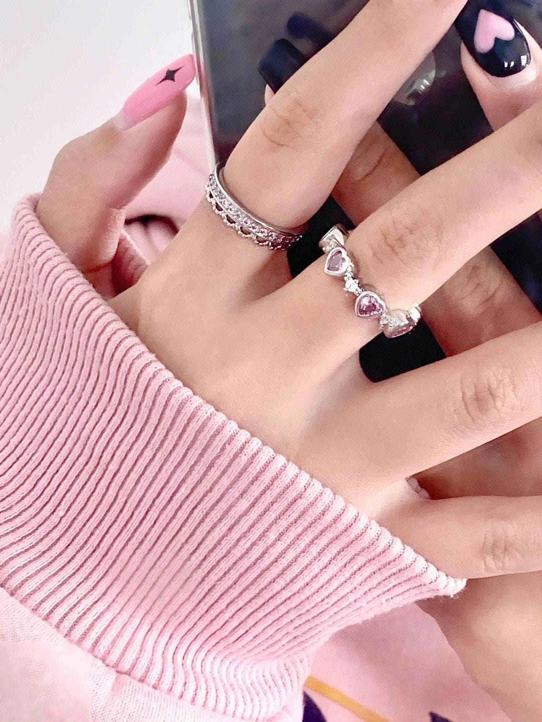 Bague tendance en forme de cœur en cristal rose