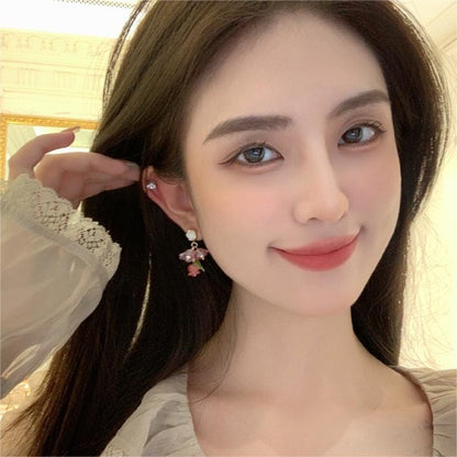 Trendy Dangling Rose Earrings