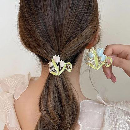 Pearl Charm Tulip High Ponytail Hair Claw