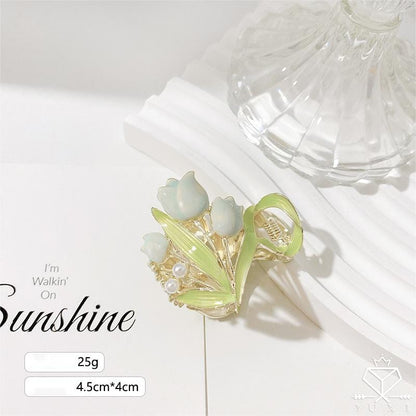Pearl Charm Tulip High Ponytail Hair Claw