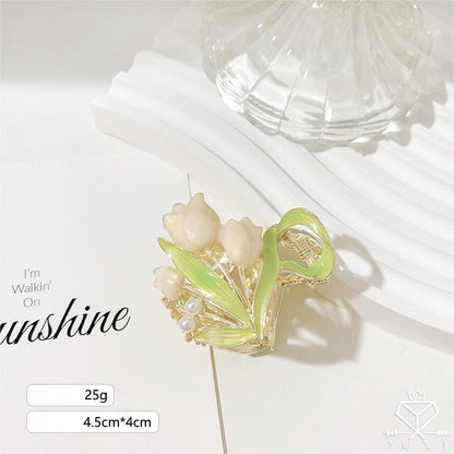 Pearl Charm Tulip High Ponytail Hair Claw
