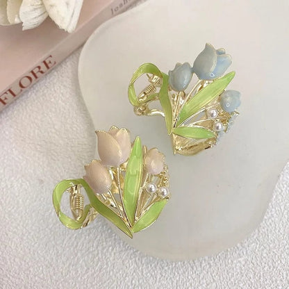 Pearl Charm Tulip High Ponytail Hair Claw