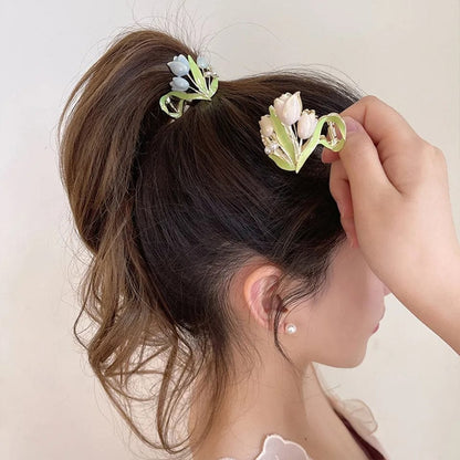 Pearl Charm Tulip High Ponytail Hair Claw