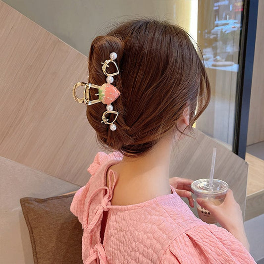 Chic Strawberry Heart Hair Claw Clip