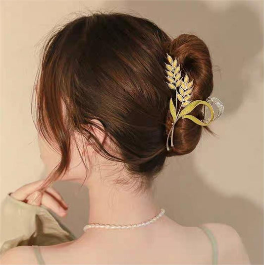 Golden Ears Of Wheat Chignon Claw Clip Hair Clip