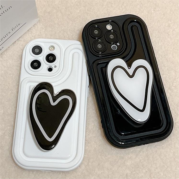 Cute Heart Stand Matching iPhone Case