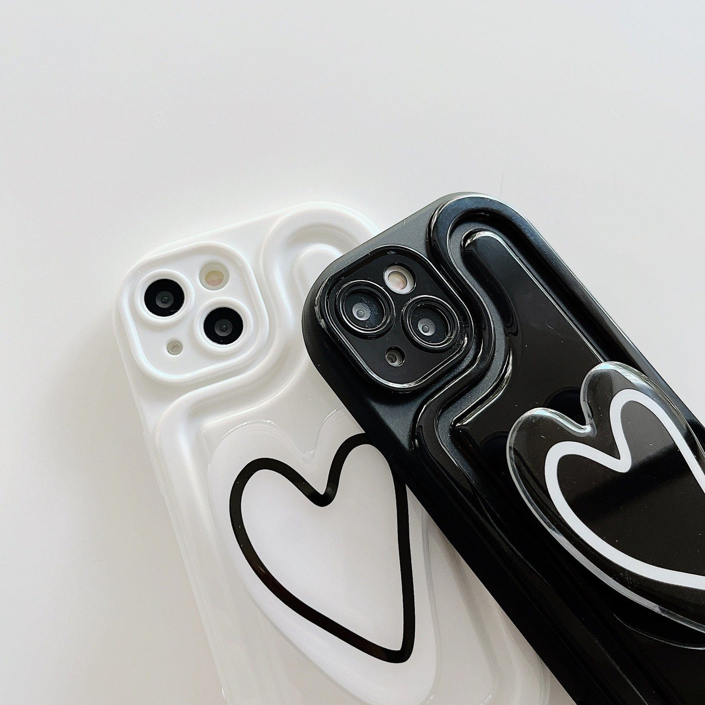 Cute Heart Stand Matching iPhone Case