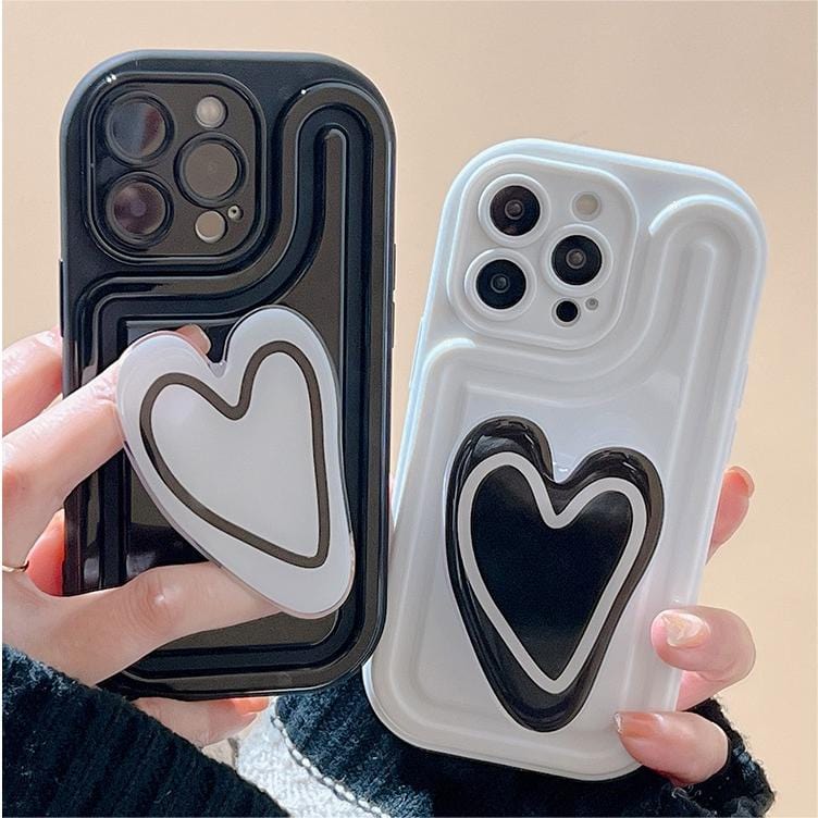 Cute Heart Stand Matching iPhone Case